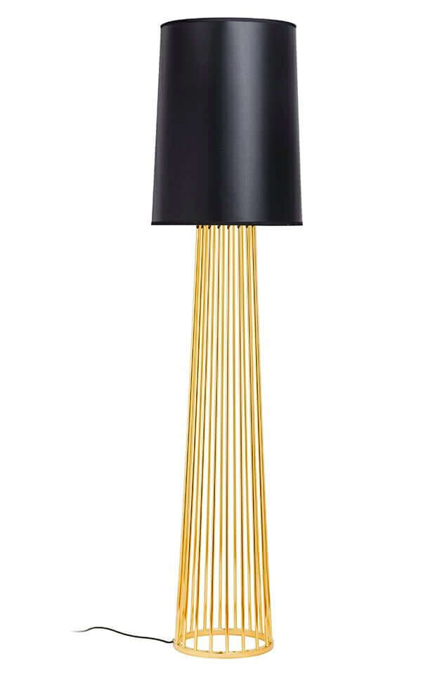 Lampă de podea Holmes Straight aurie cu abajur negru - metalMobCenter
