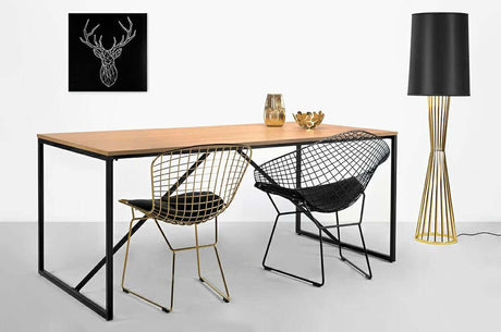 Lampă de podea Holmes aurie cu abajur negru - metalMobCenter