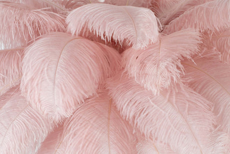 Lampă de podea Tiffany 175 alamă roz/pene naturaleMobCenter