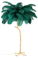 Lampă de podea Tiffany 175 alamă verde/pene naturaleMobCenter