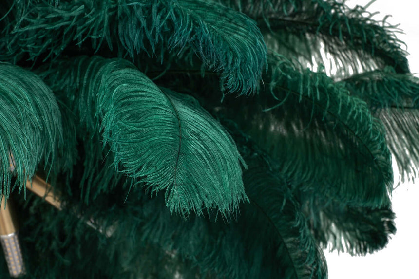 Lampă de podea Tiffany 175 alamă verde/pene naturaleMobCenter