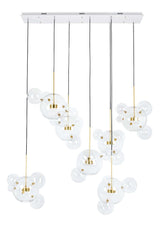 Lampă suspendată Capri Line 7 gold - 420 Led, aluminiu, sticlăMobCenter