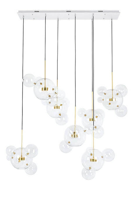 Lampă suspendată Capri Line 7 gold - 420 Led, aluminiu, sticlăMobCenter