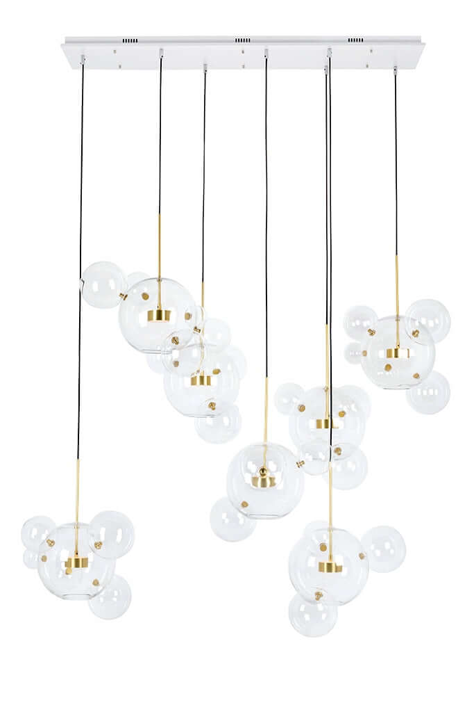 Lampă suspendată Capri Line 7 gold - 420 Led, aluminiu, sticlăMobCenter