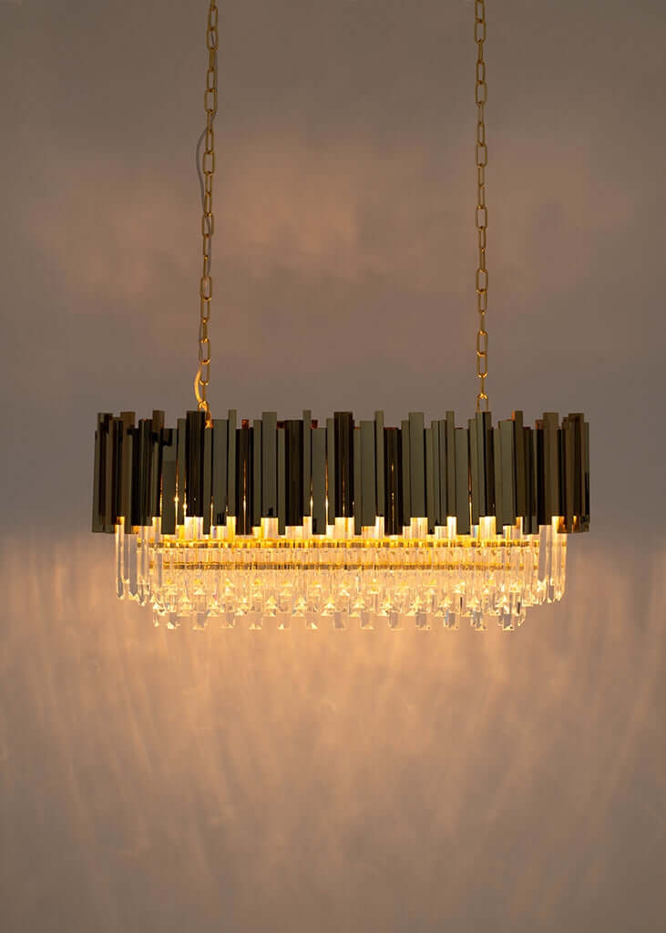 Lampă suspendată Imperial Long Gold 90 - oțel, cristalMobCenter