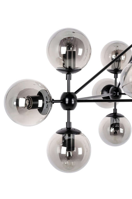 Lampă suspendată Planetario 10 negru - abajururi fumuriiMobCenter