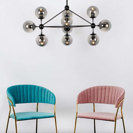 Lampă suspendată Planetario 10 negru - abajururi fumuriiMobCenter