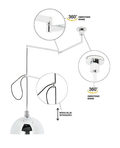 Lampă suspendată Rota 360 crom argintiuMobCenter