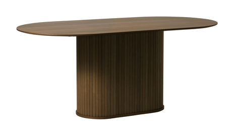 Masă de dining NOLA 95x180 cm, formă ovală, culoare stejar afumatMobCenter