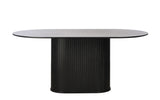 Masă de dining NOLA 95x180 cm, formă ovală, culoare stejar negruMobCenter