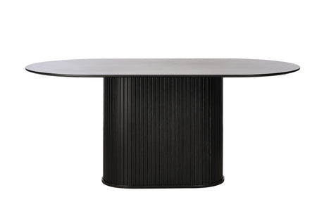 Masă de dining NOLA 95x180 cm, formă ovală, culoare stejar negruMobCenter
