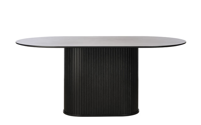 Masă de dining NOLA 95x180 cm, formă ovală, culoare stejar negruMobCenter