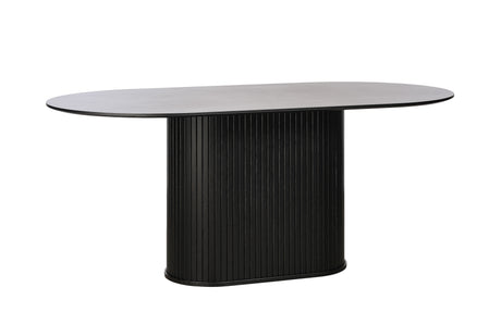 Masă de dining NOLA 95x180 cm, formă ovală, culoare stejar negruMobCenter