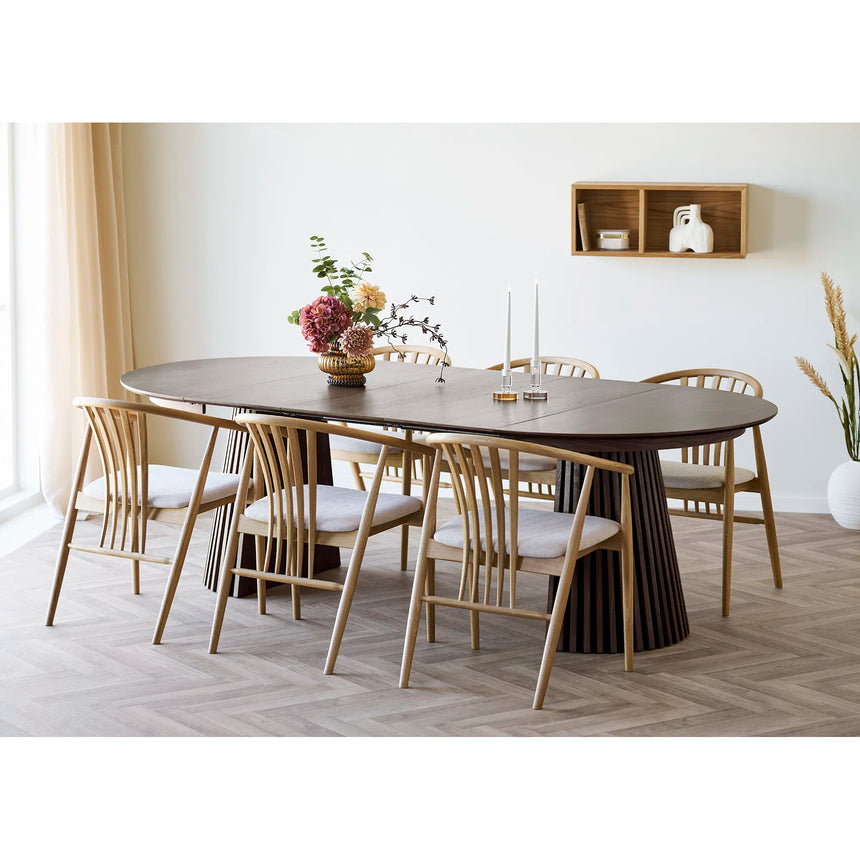 Masă de dining Osaka ø120 cm / 120–160-200-240 cm, culoare stejar afumatMobCenter