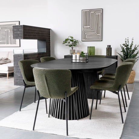 Masă de dining Osaka ø120 cm / 120–160-200 cm, culoare neagrăMobCenter