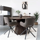 Masă de dining Osaka ø120 cm / 120–160-200 cm, culoare stejar afumatMobCenter