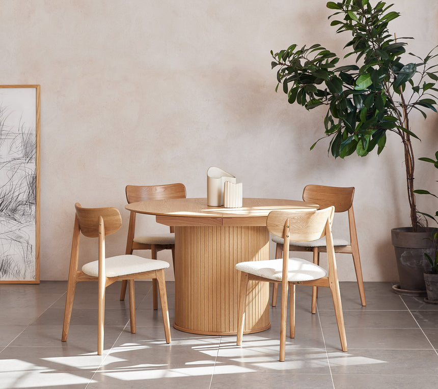 Masă de dining extensibilă NOLA Ø120-167 cm - Stejar naturalMobCenter