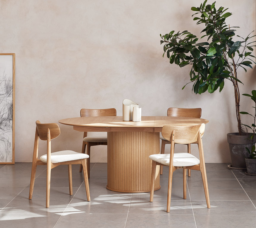 Masă de dining extensibilă NOLA Ø120-167 cm - Stejar naturalMobCenter