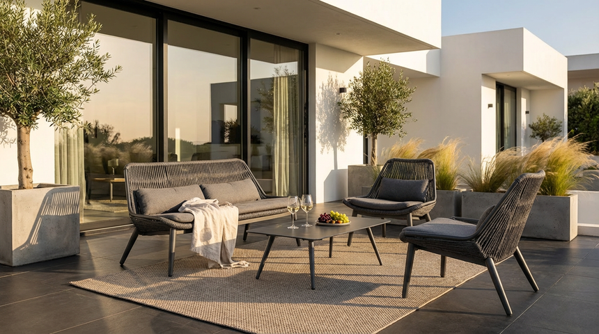 Grattoni Como – set mobilier de gradina si terasa, pentru 4 persoane, culoare antracite