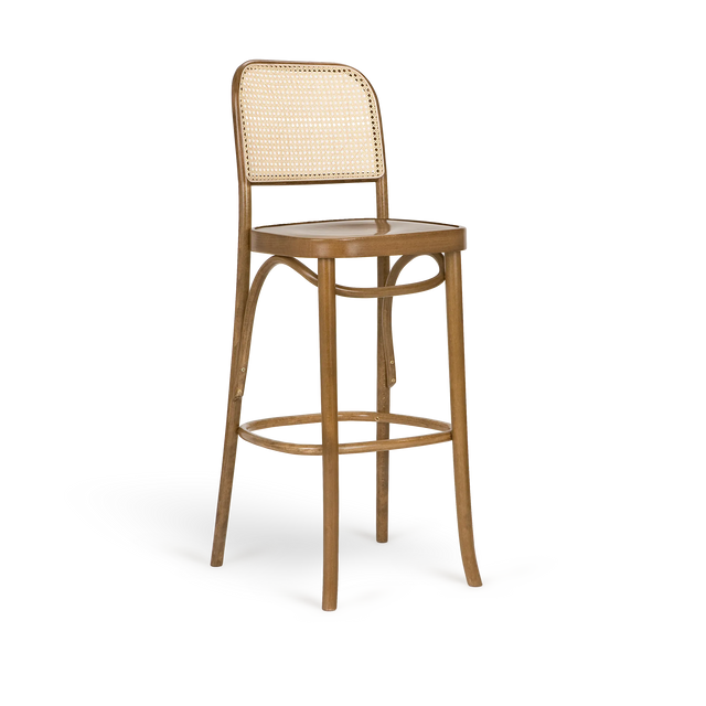 Scaun de bar Paged Classic H-8136 cu spătar împletit, 75 cm