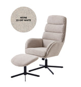 Recliner și taburet SIFTON, tapițerie alb murdar melanjMobCenter