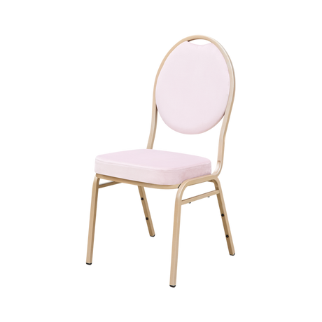 Scaun de banchet Herman Modern din catifea roz, vedere laterală