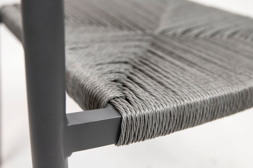 Scaun de terasa Jonah gri cu cadru din aluminiu si impletire sintetica