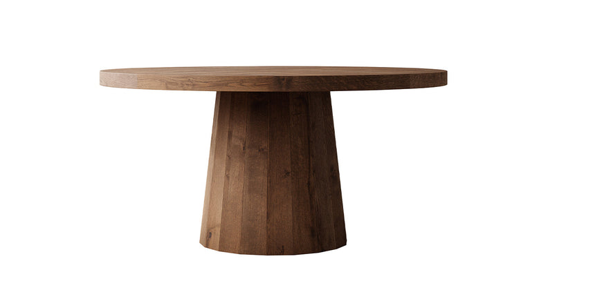 Masă rotundă Kori – stejar masiv, 152/170 cm