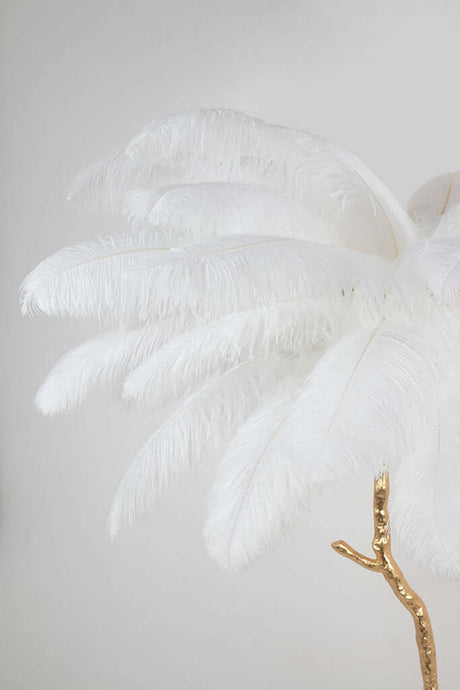 lampă de podea Tiffany 175 alamă albă/pene naturaleMobCenter