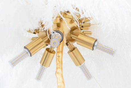 lampă de podea Tiffany 175 alamă albă/pene naturaleMobCenter