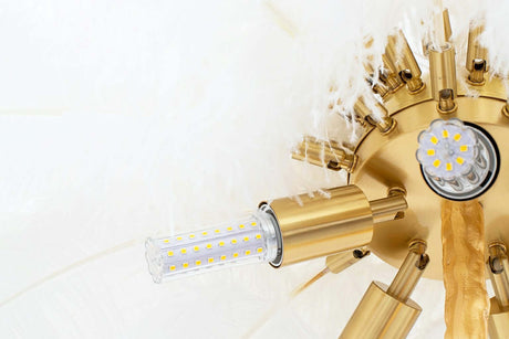 lampă de podea Tiffany 175 alamă albă/pene naturaleMobCenter