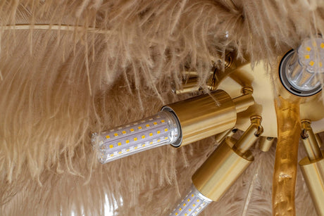 lampă de podea Tiffany 175 alamă bej / pene naturaleMobCenter