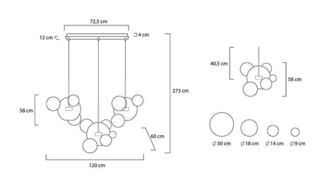 lampă suspendată Capri Line 3 gold - 180 Led, aluminiu, sticlăMobCenter