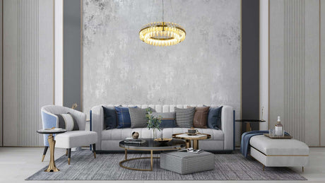 lampă suspendată Saturnus 47 Duo aur - Led, cristal, oțel periatMobCenter