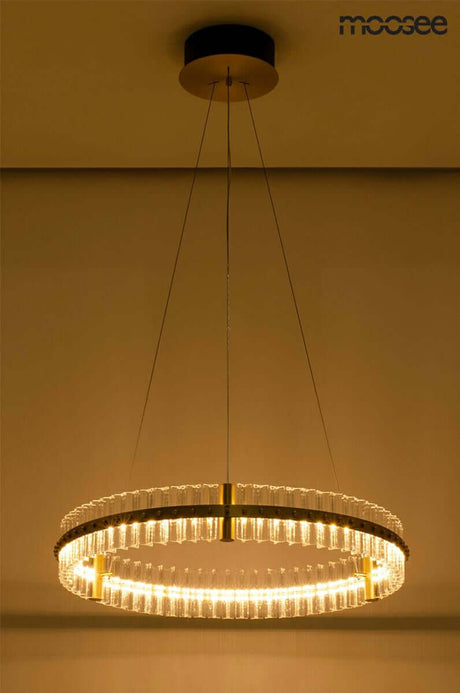 lampă suspendată Saturnus 70 aur - Led, cristal, oțel periatMobCenter