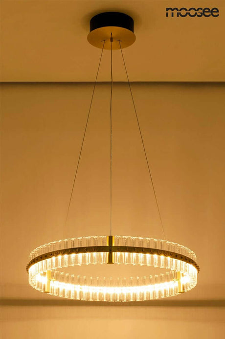 lampă suspendată Saturnus 70 aur - Led, cristal, oțel periatMobCenter