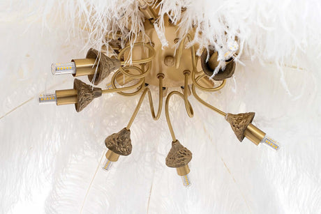 lampă suspendată Tiffany 135 alamă albă/pene naturaleMobCenter