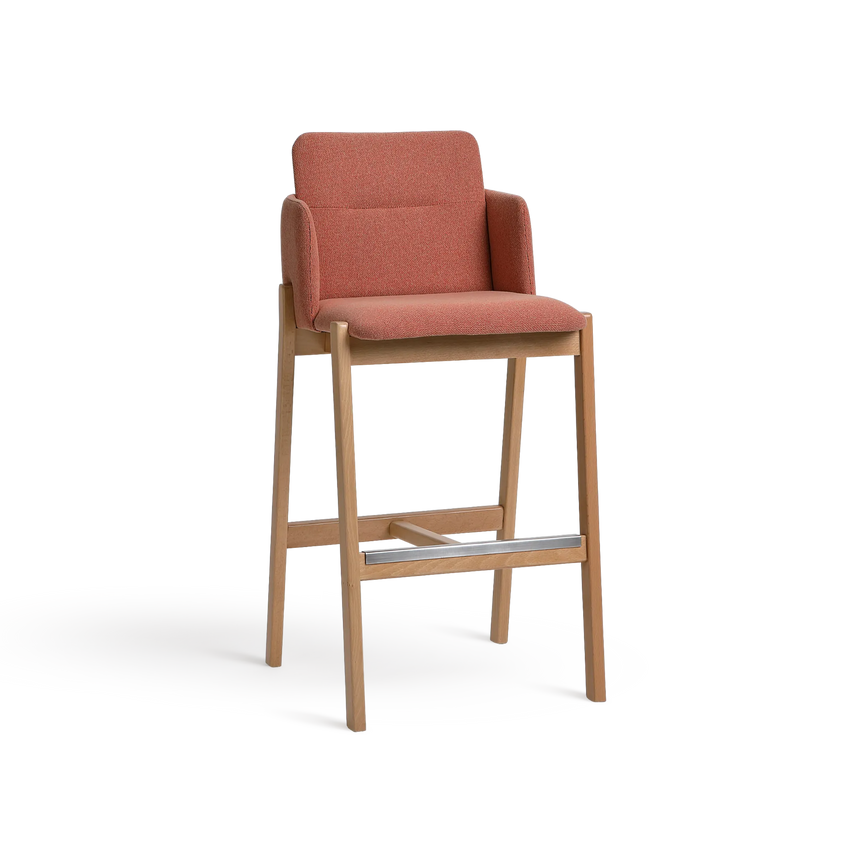 Scaun de bar Paged Note H-4060 - complet tapițat cu brațe