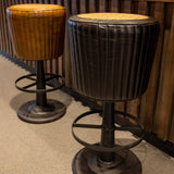 Scaun de bar Novan - fontă, piele naturală