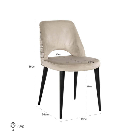 Scaun dining Richmond Tabitha trendy natur, ignifug (set 2 buc.)