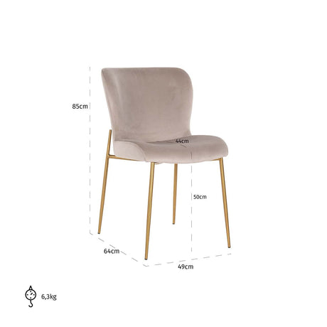 Scaun dining Richmond Odessa kaki catifea, ignifug (set 2 buc.)