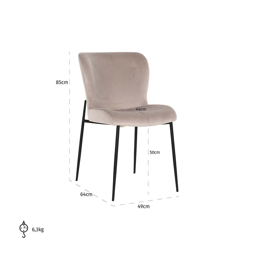 Scaun dining Richmond Darby kaki catifea, ignifug (set 2 buc.)