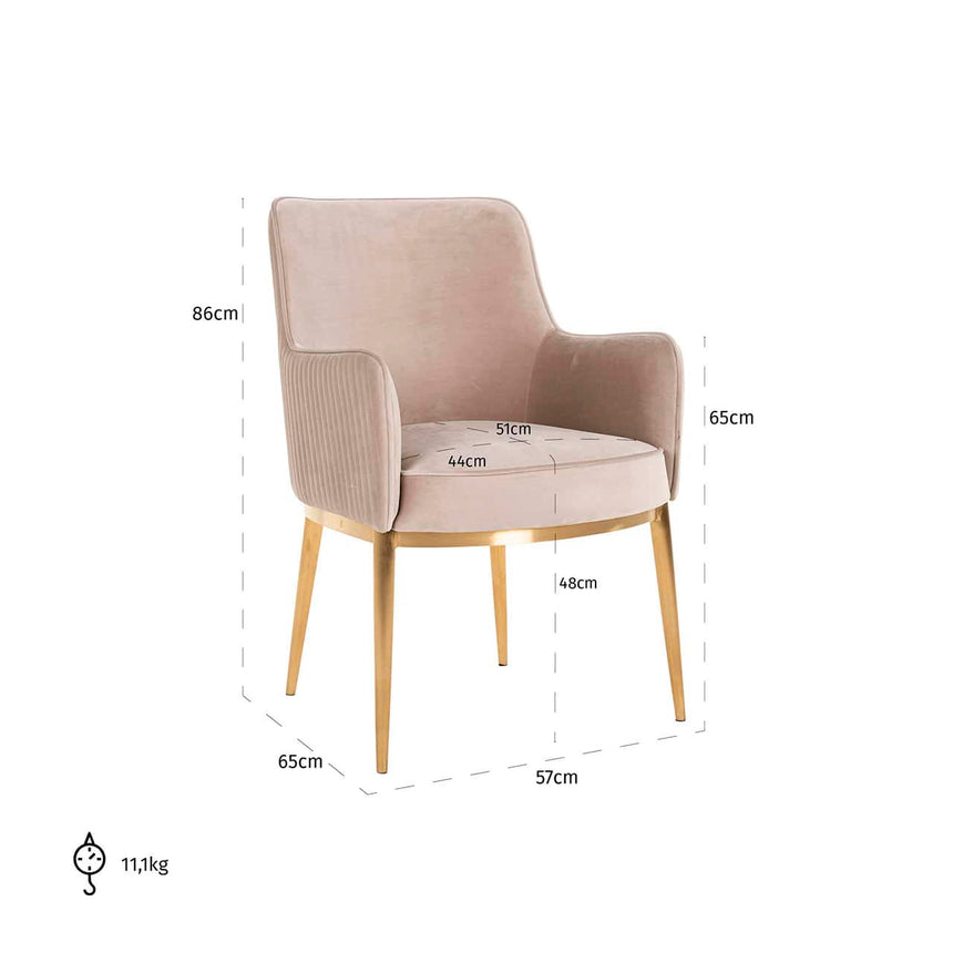 Scaun dining Richmond Breeze kaki catifea, ignifug (set 2 buc.)