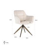 Scaun dining Richmond Aline alb chenille, rotativ, ignifug