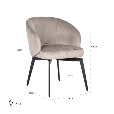 Scaun dining Richmond Amphara kaki catifea, ignifug