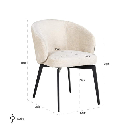 Scaun dining Richmond Amphara alb chenille, ignifug