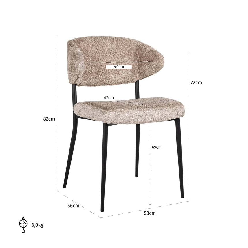 Scaun dining Richmond Bea bouclé natur (set 2 buc.)