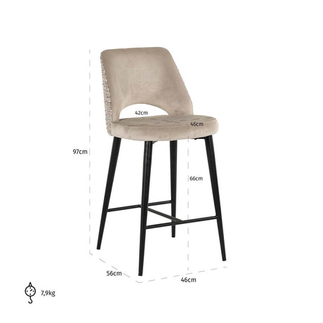 Scaun de bar Richmond Tabitha trendy natur, înălțime tejghea, ignifug