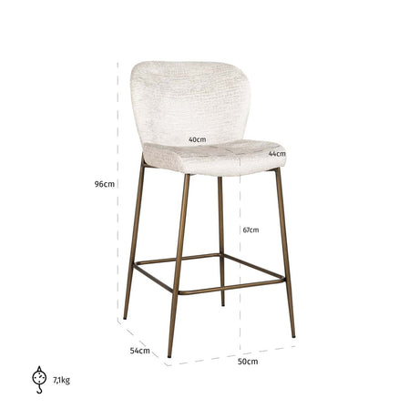 Scaun de bar Richmond Darby crem fusion, înălțime tejghea