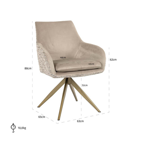 Scaun dining Richmond Lisonne trendy natur, rotativ